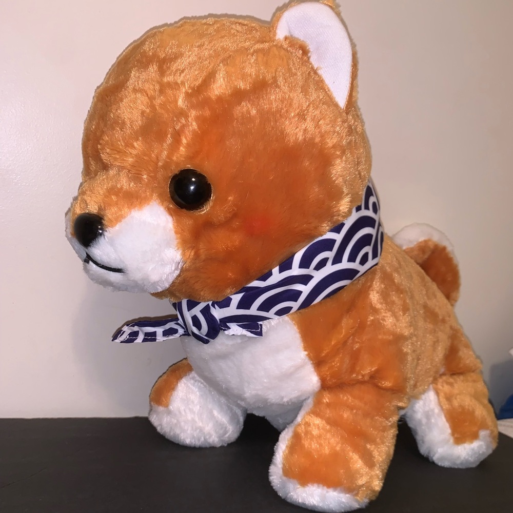 NEW Shiba Inu Mameshiba Sankyoudai Plush From Japan wearing Japanese Bandana